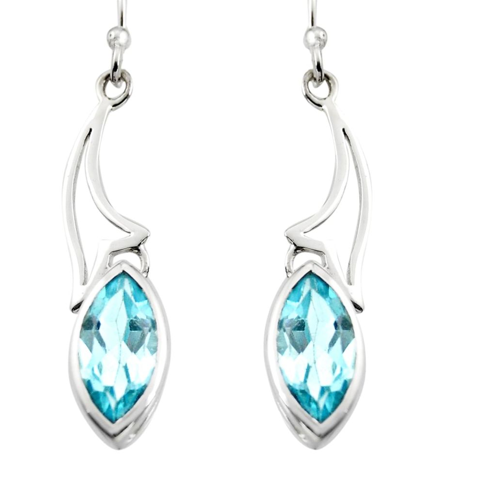8.12cts natural blue topaz 925 sterling silver dangle earrings jewelry r7026