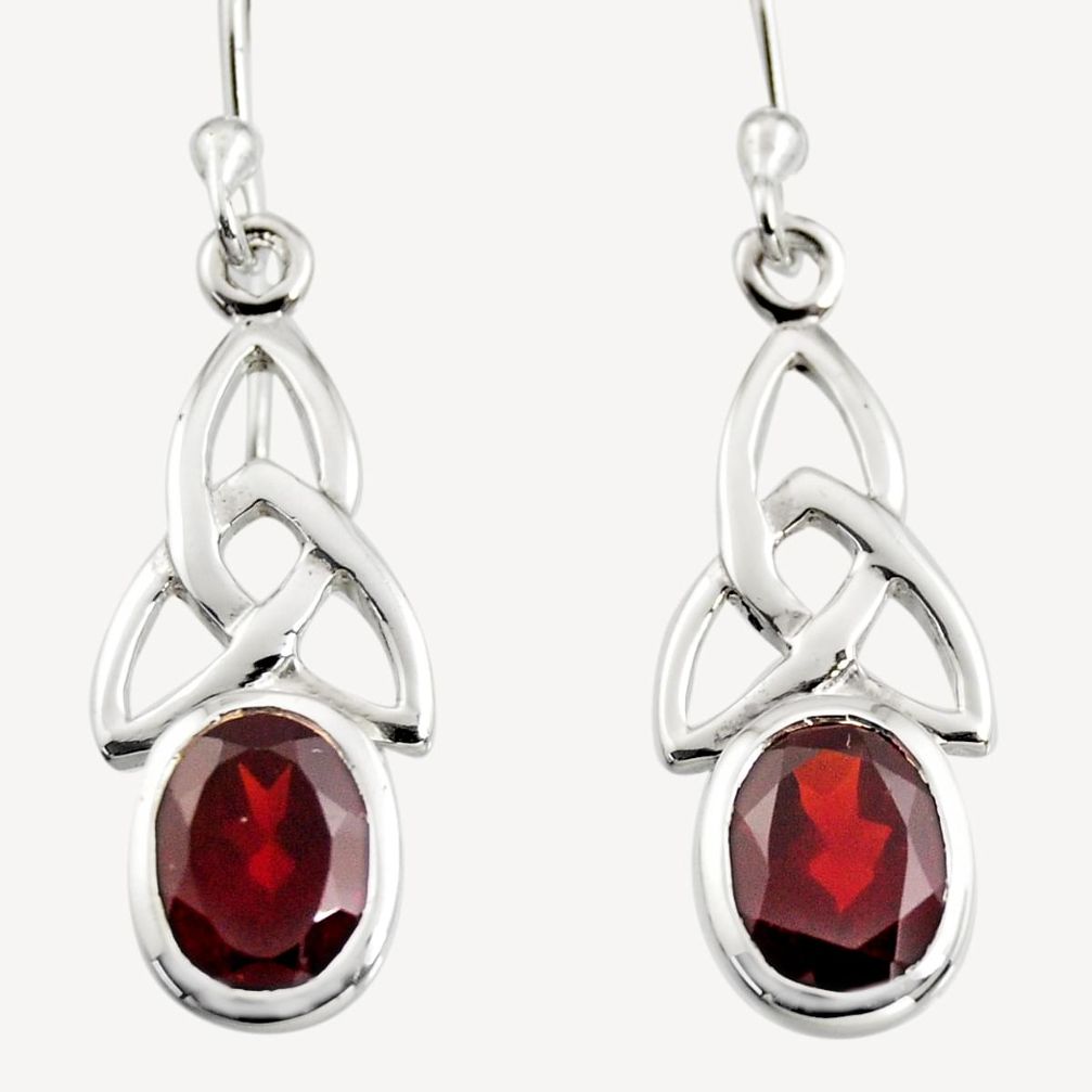 925 sterling silver 4.08cts natural red garnet dangle earrings jewelry r7038