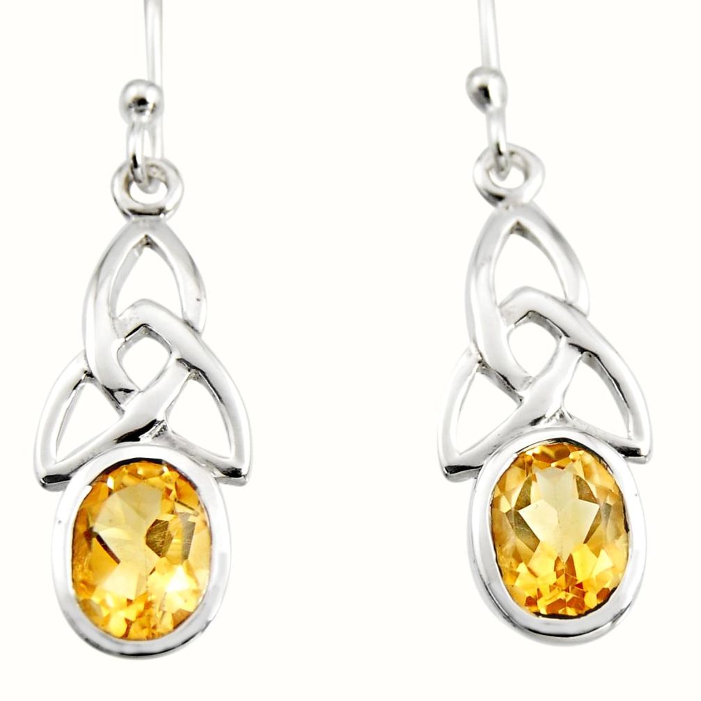 4.03cts natural yellow citrine 925 sterling silver dangle earrings jewelry r7039