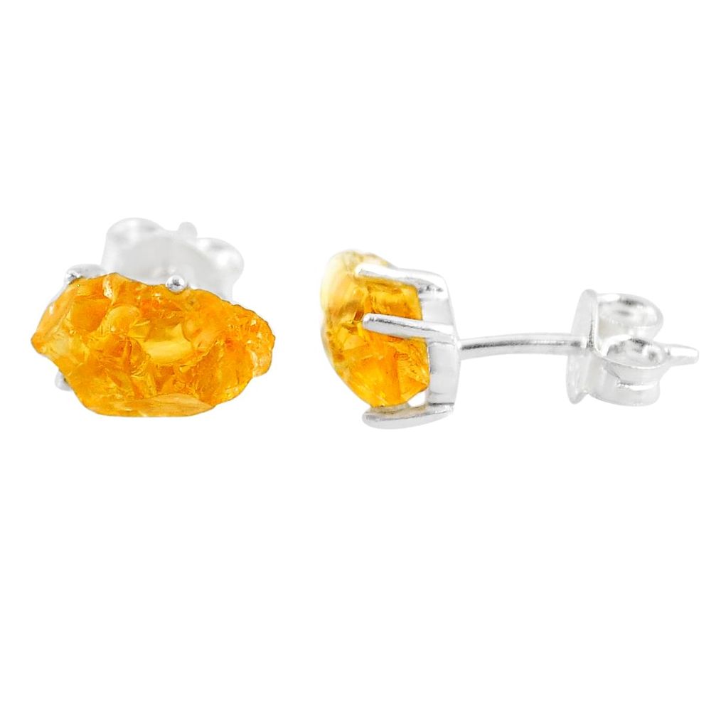 5.29cts yellow citrine raw 925 sterling silver stud earrings jewelry r70448