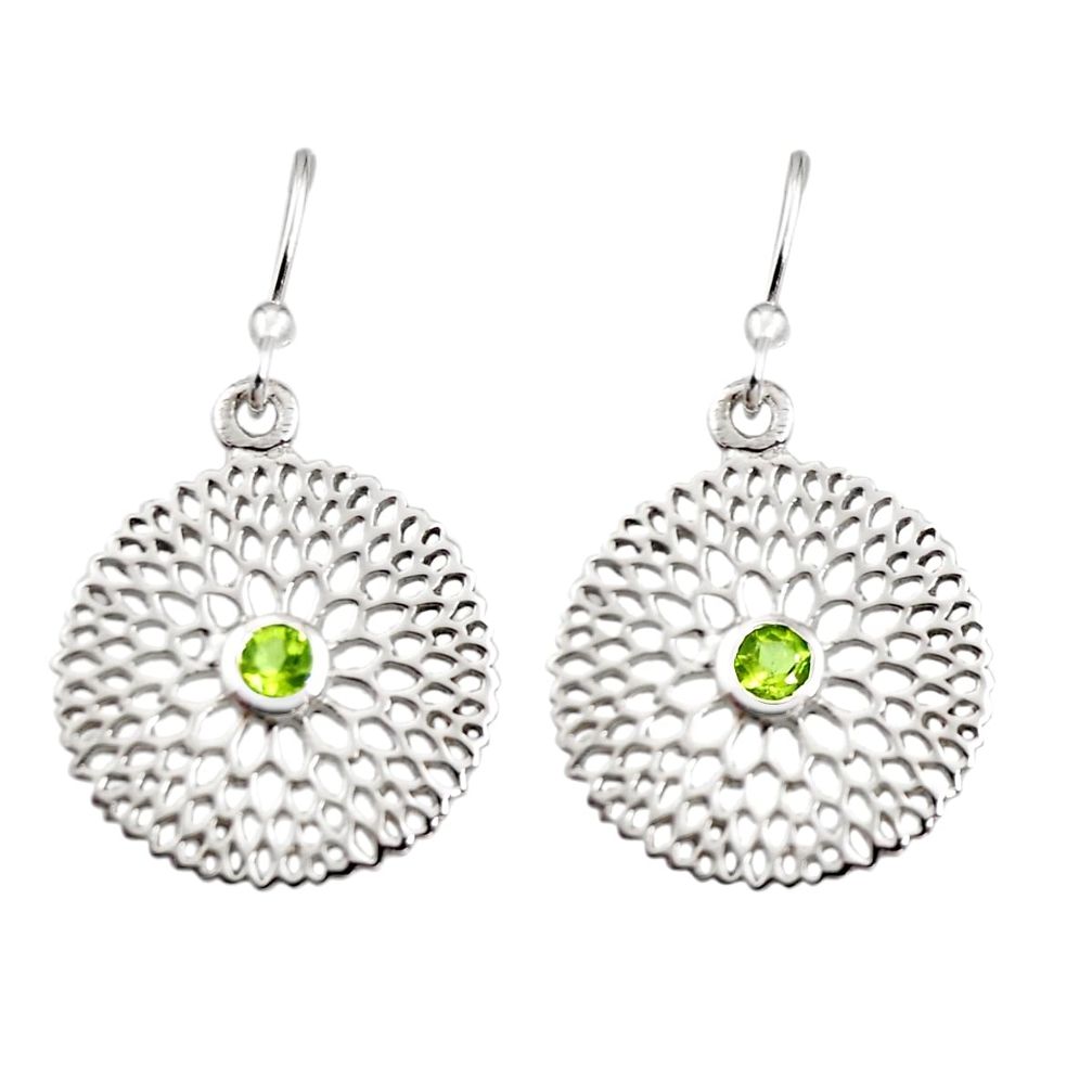 0.64cts natural green peridot 925 sterling silver dangle earrings jewelry r7045