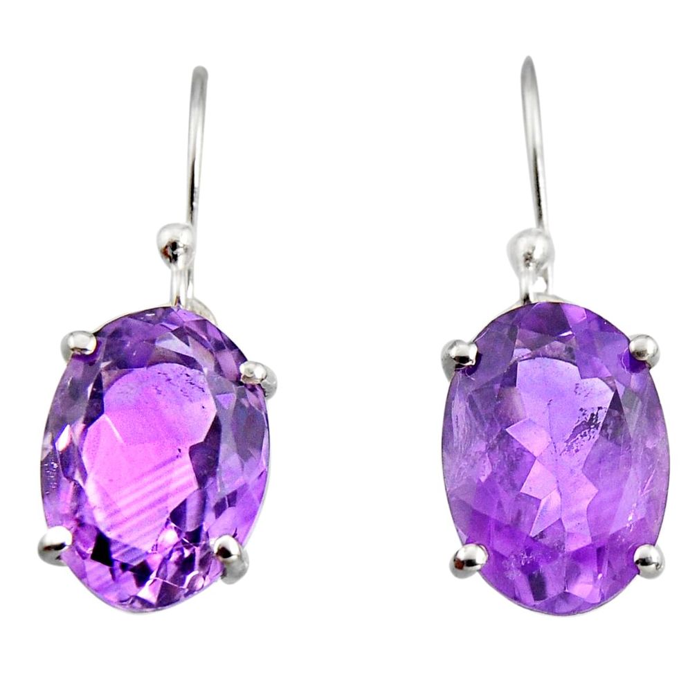 925 sterling silver 9.67cts natural purple amethyst dangle earrings r7063