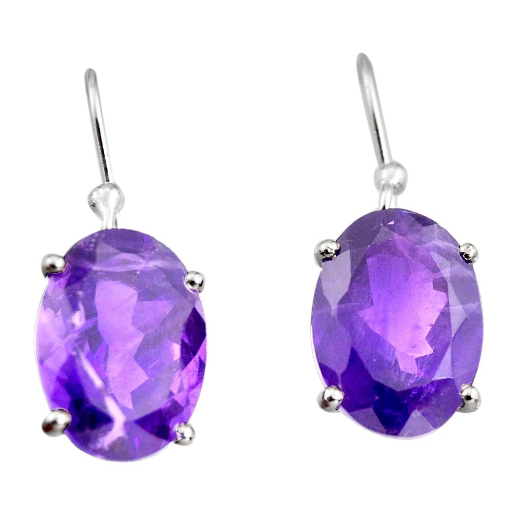 10.22cts natural purple amethyst 925 sterling silver dangle earrings r7075