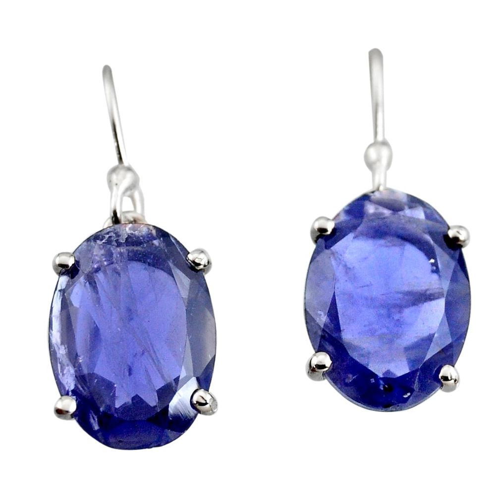 8.70cts natural blue iolite 925 sterling silver dangle earrings jewelry r7079