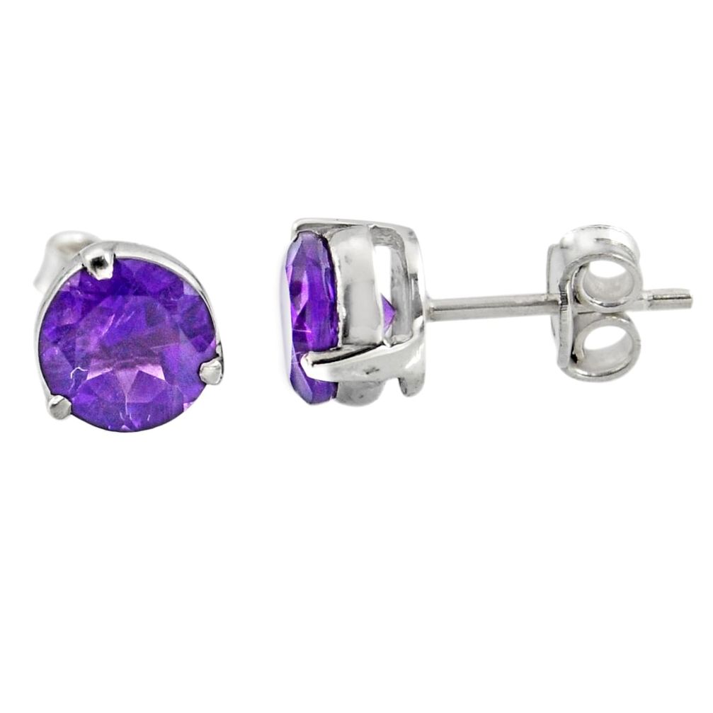 5.04cts natural purple amethyst 925 sterling silver stud earrings jewelry r7102