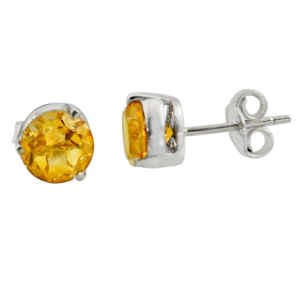 5.46cts natural yellow citrine 925 sterling silver stud earrings jewelry r7105