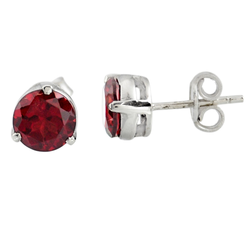 5.46cts natural red garnet 925 sterling silver stud earrings jewelry r7110