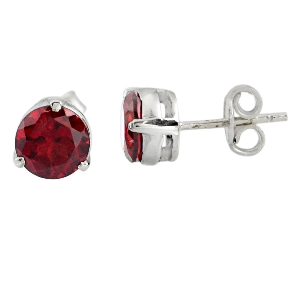 925 sterling silver 4.97cts natural red garnet stud earrings jewelry r7111