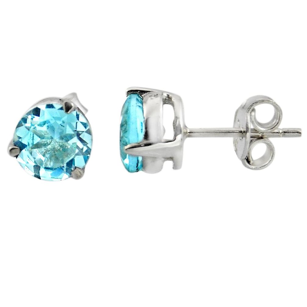 5.43cts natural blue topaz 925 sterling silver stud earrings jewelry r7114