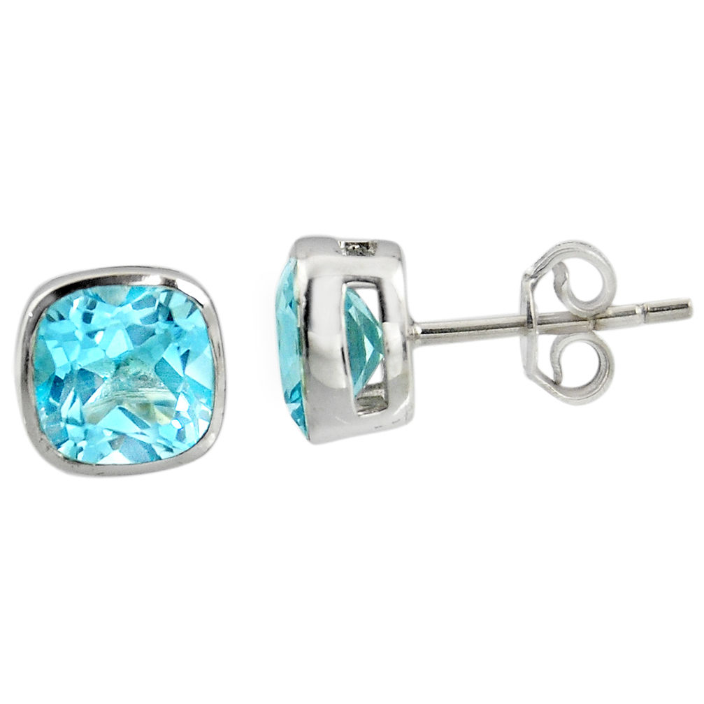 5.04cts natural blue topaz 925 sterling silver stud earrings jewelry r7117