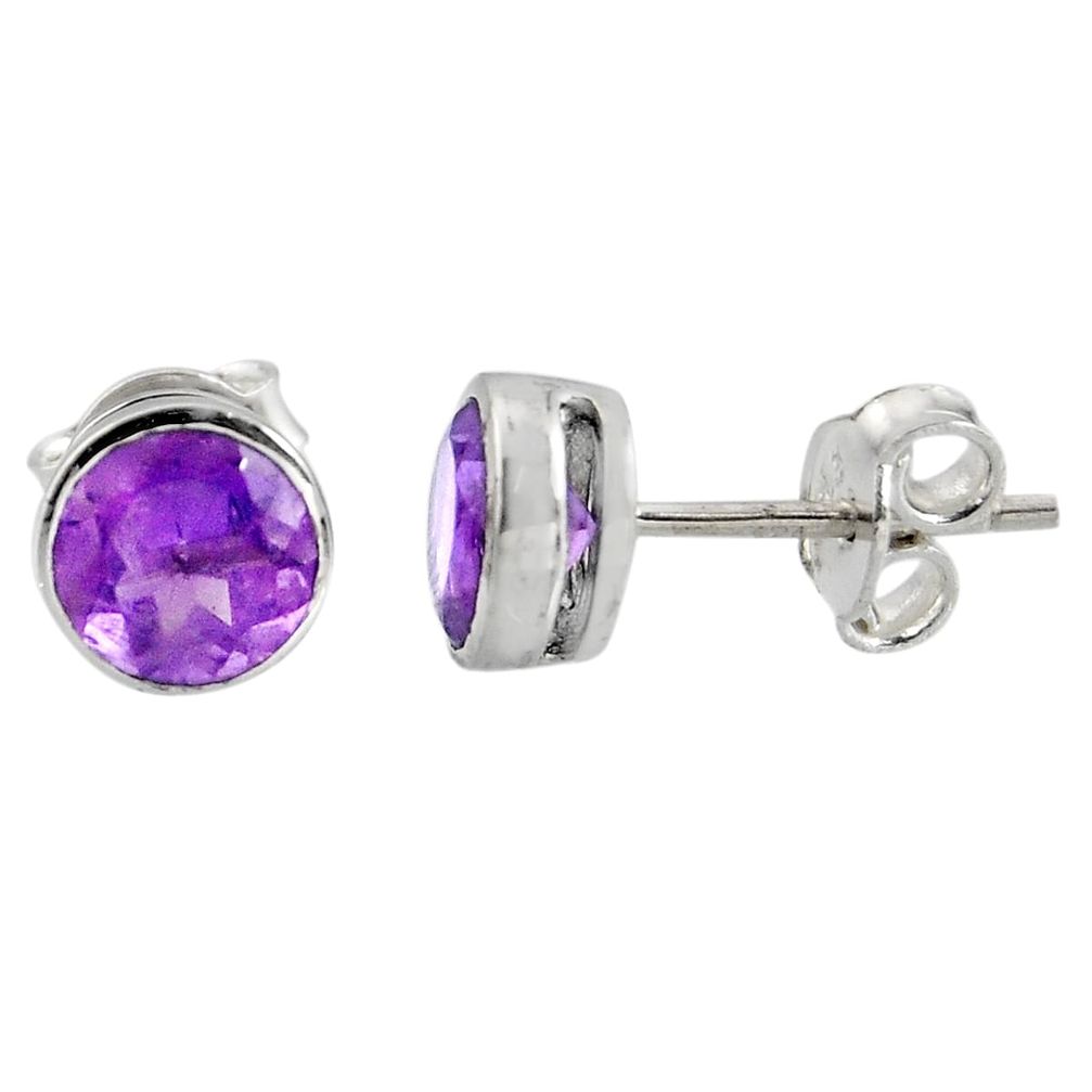 2.47cts natural purple amethyst 925 sterling silver stud earrings r7148