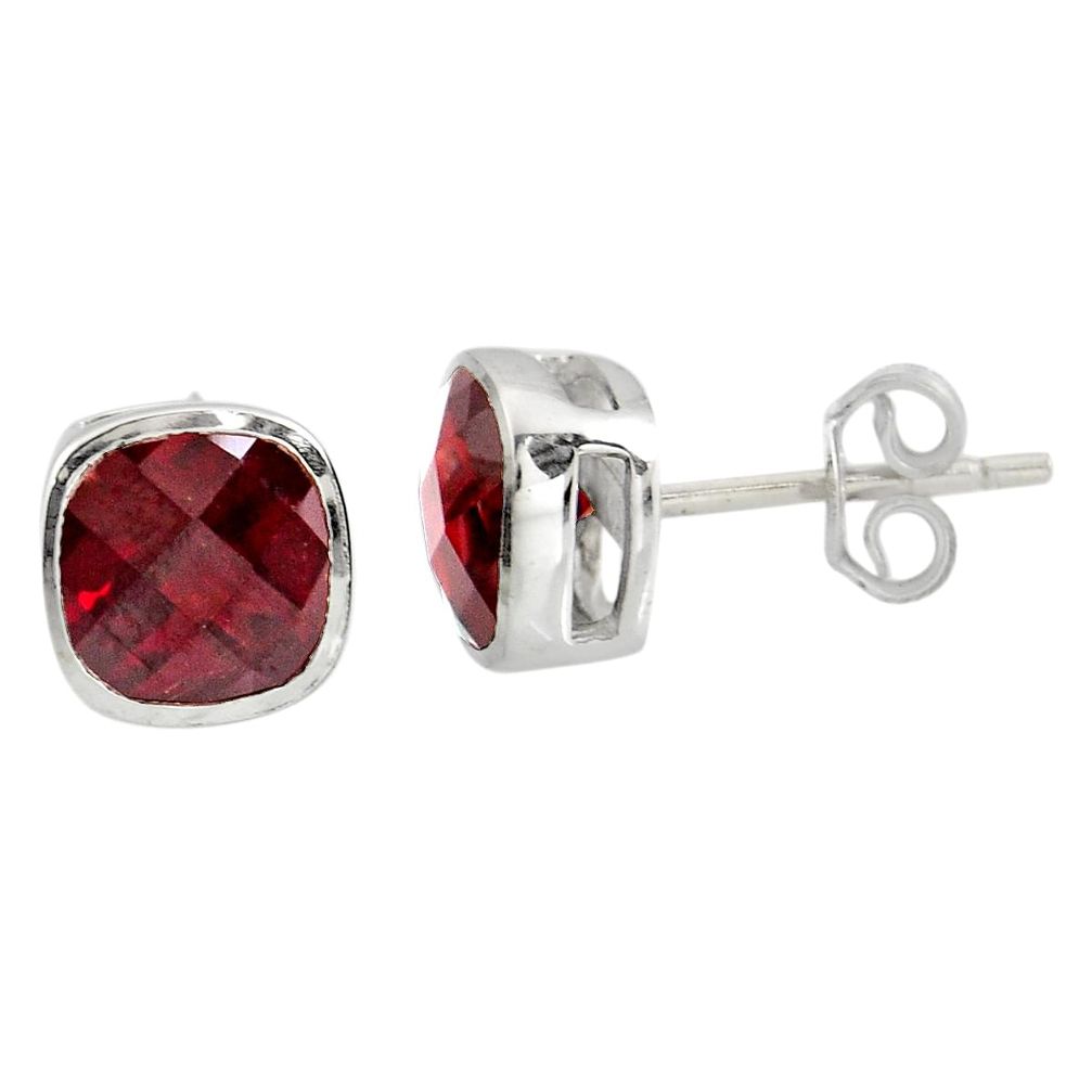 925 sterling silver 4.47cts natural red garnet stud earrings jewelry r7151