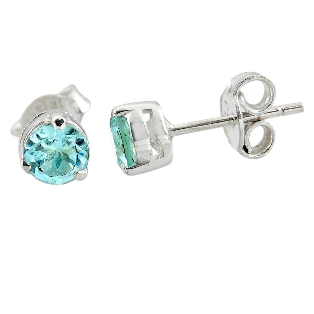 1.79cts natural blue topaz 925 sterling silver stud earrings jewelry r7154
