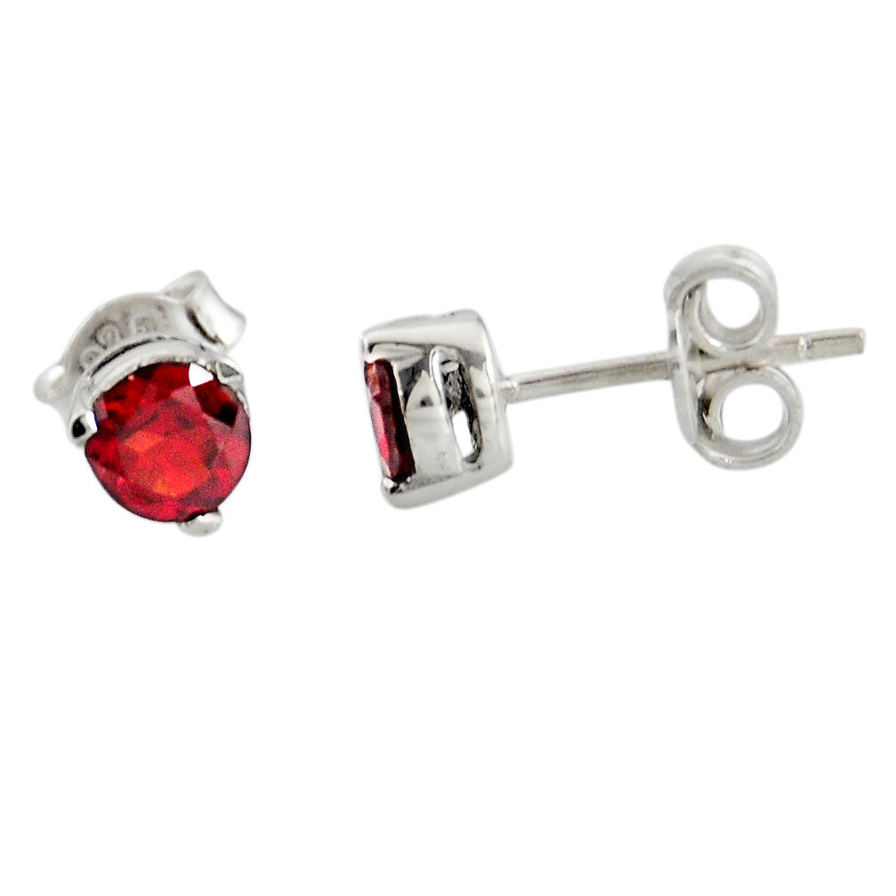 1.79cts natural red garnet 925 sterling silver stud earrings jewelry r7155
