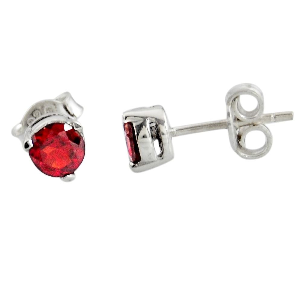 1.76cts natural red garnet 925 sterling silver stud earrings jewelry r7156