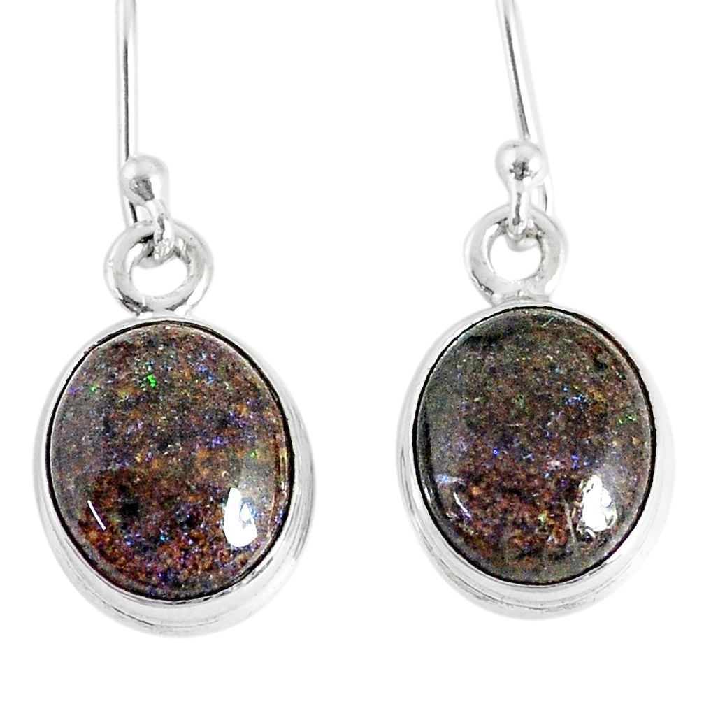 925 silver 7.68cts natural black honduran matrix opal dangle earrings r76159