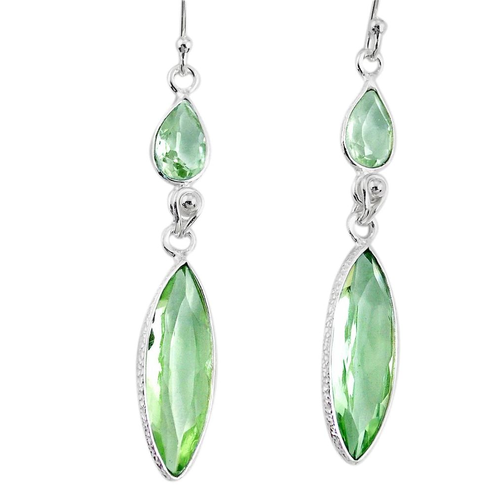 11.80cts natural green amethyst pearl 925 sterling silver dangle earrings r76699