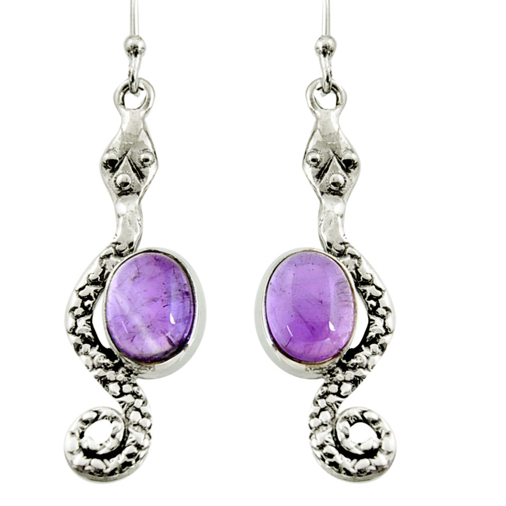 5.75cts natural purple amethyst 925 sterling silver snake earrings jewelry r9434