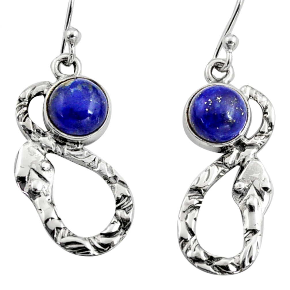 4.70cts natural blue lapis lazuli 925 sterling silver snake earrings r9449