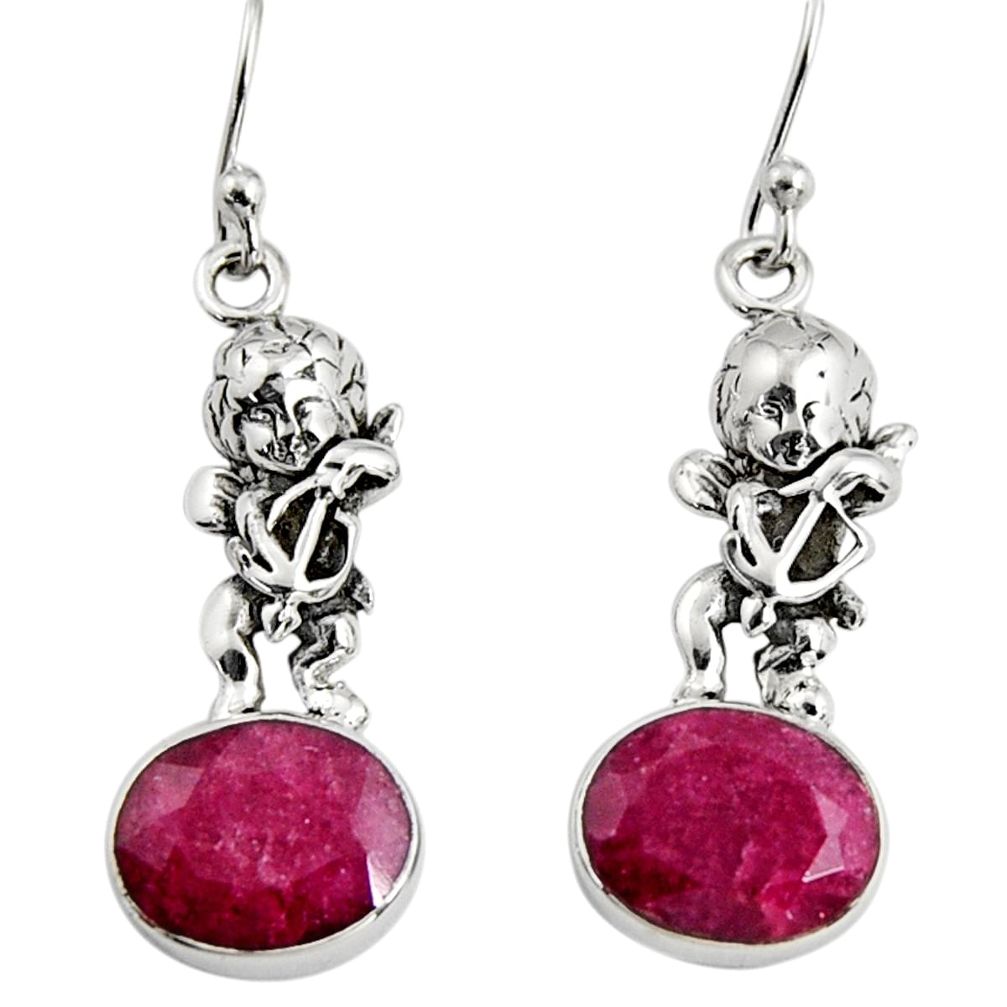 925 sterling silver 7.97cts natural red ruby angel earrings jewelry r9637