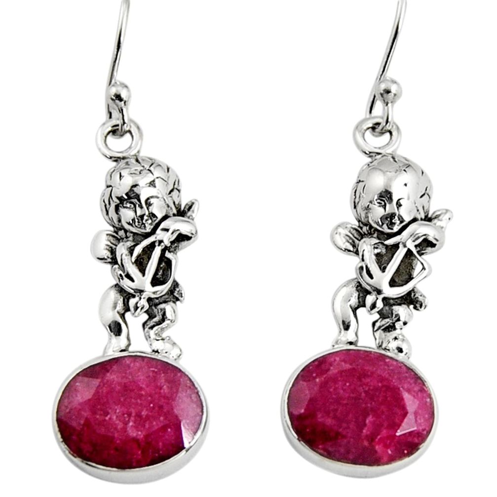 7.97cts natural red ruby 925 sterling silver angel earrings jewelry r9638