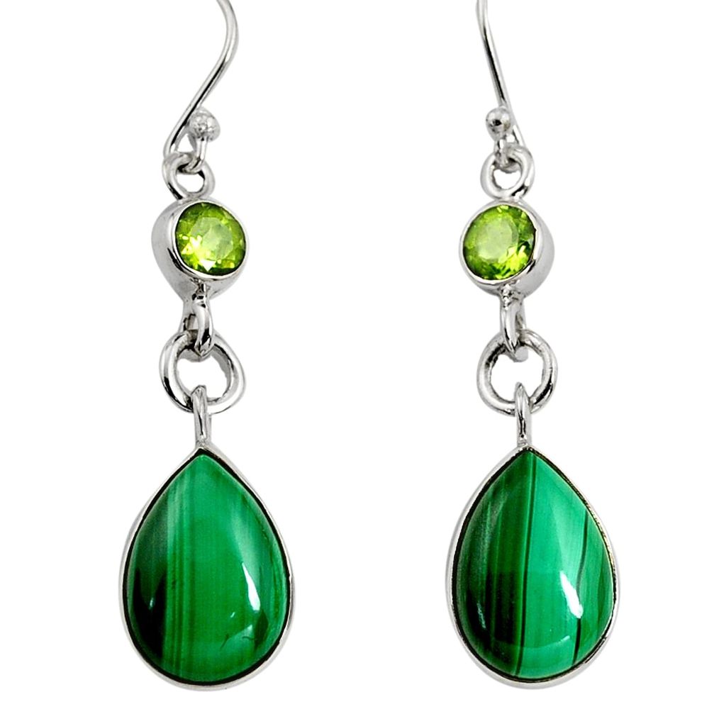 925 silver 13.28cts natural green malachite (pilot's stone) earrings r9691