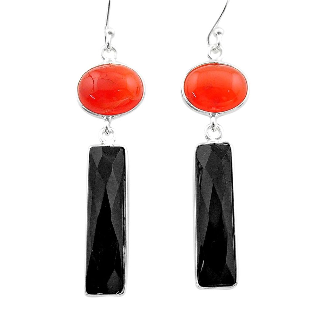 15.89cts halloween natural orange cornelian onyx 925 silver earrings t57582