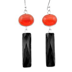 17.08cts halloween natural orange cornelian onyx 925 silver earrings t57590