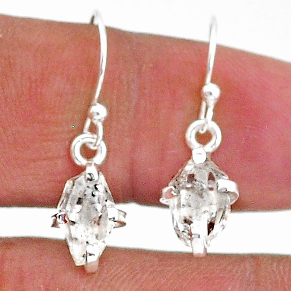 4.73cts natural white herkimer diamond 925 sterling silver dangle earrings t6801