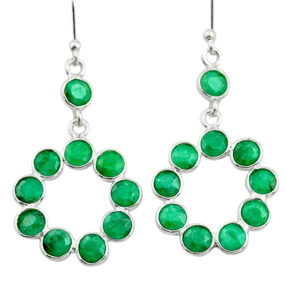 8.73cts natural green emerald 925 sterling silver chandelier earrings t77296