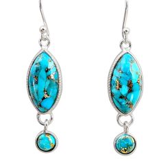 8.01cts blue copper turquoise 925 sterling silver dangle earrings jewelry t80814