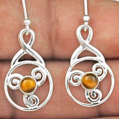 1.30cts triskelion knot natural tiger's eye 925 silver dangle earrings t89121