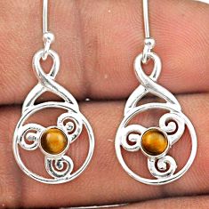 925 silver 1.36cts triskelion knot natural tiger's eye dangle earrings t89135