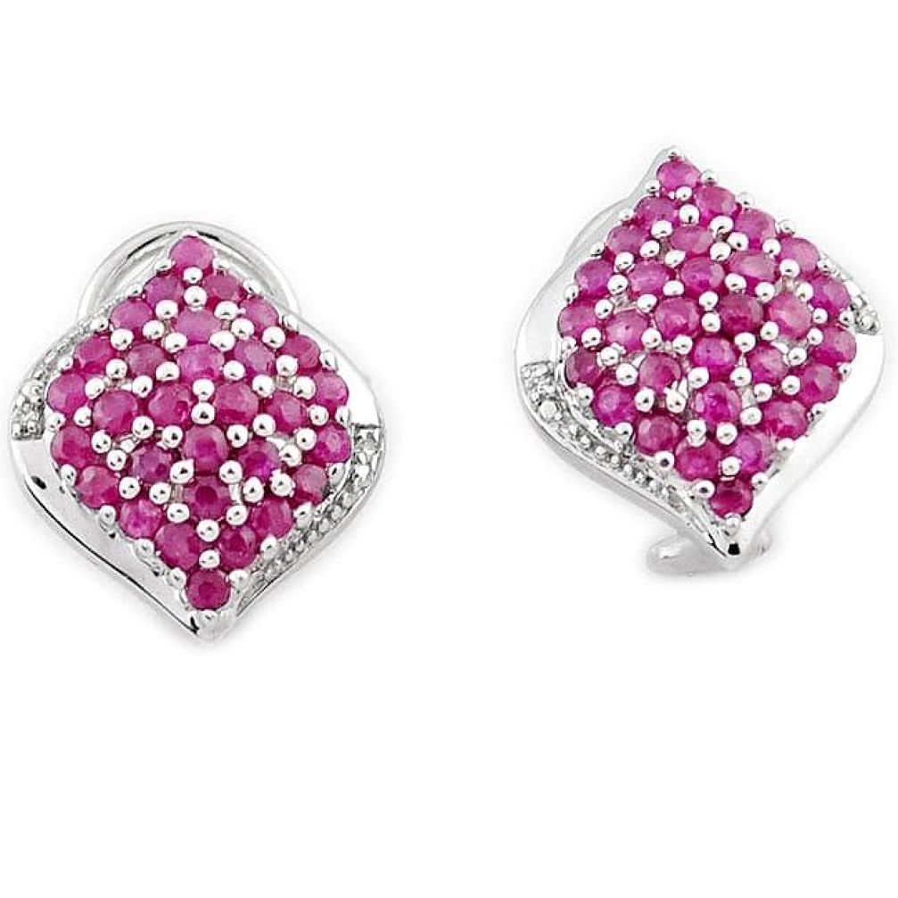 AWESOME NATURAL PINK RHODOLITE 925 STERLING SILVER STUD EARRINGS JEWELRY H26904