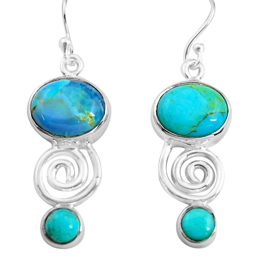11.23cts blue arizona mohave turquoise 925 silver dangle earrings p85589