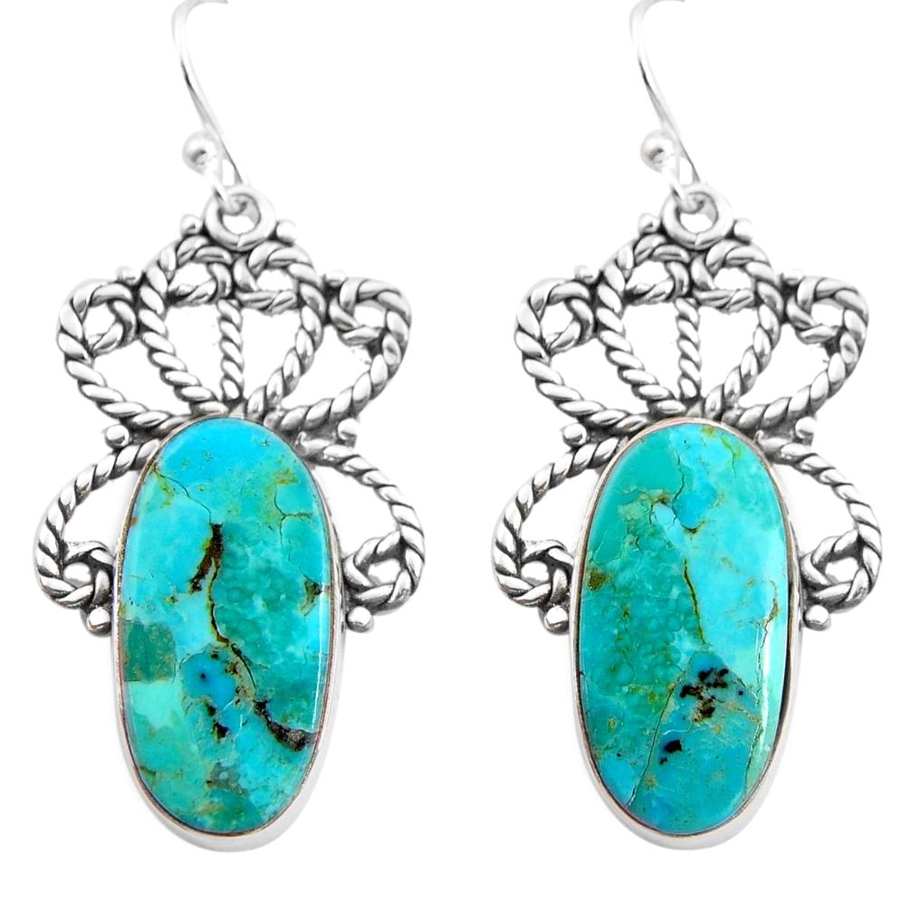 17.98cts blue arizona mohave turquoise 925 silver dangle earrings p91968