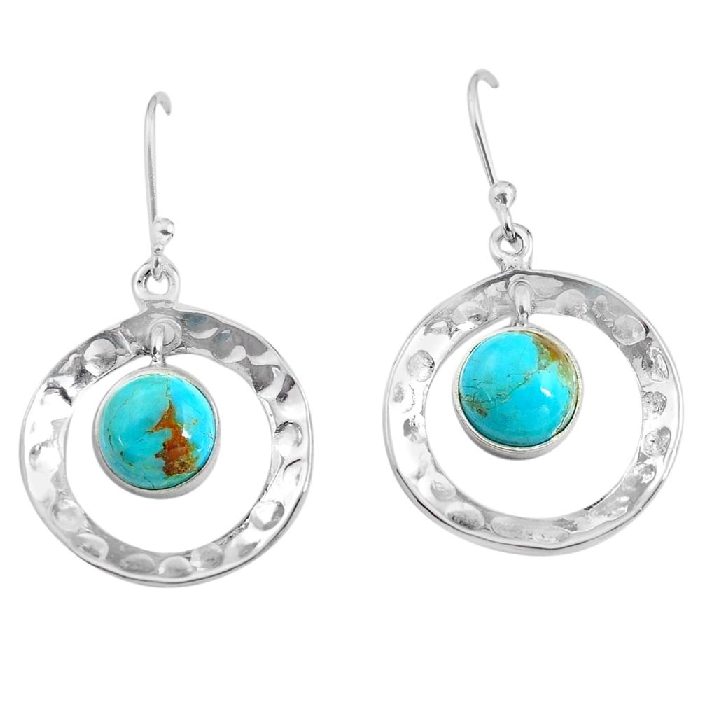 5.63cts blue arizona mohave turquoise 925 sterling silver dangle earrings p85606