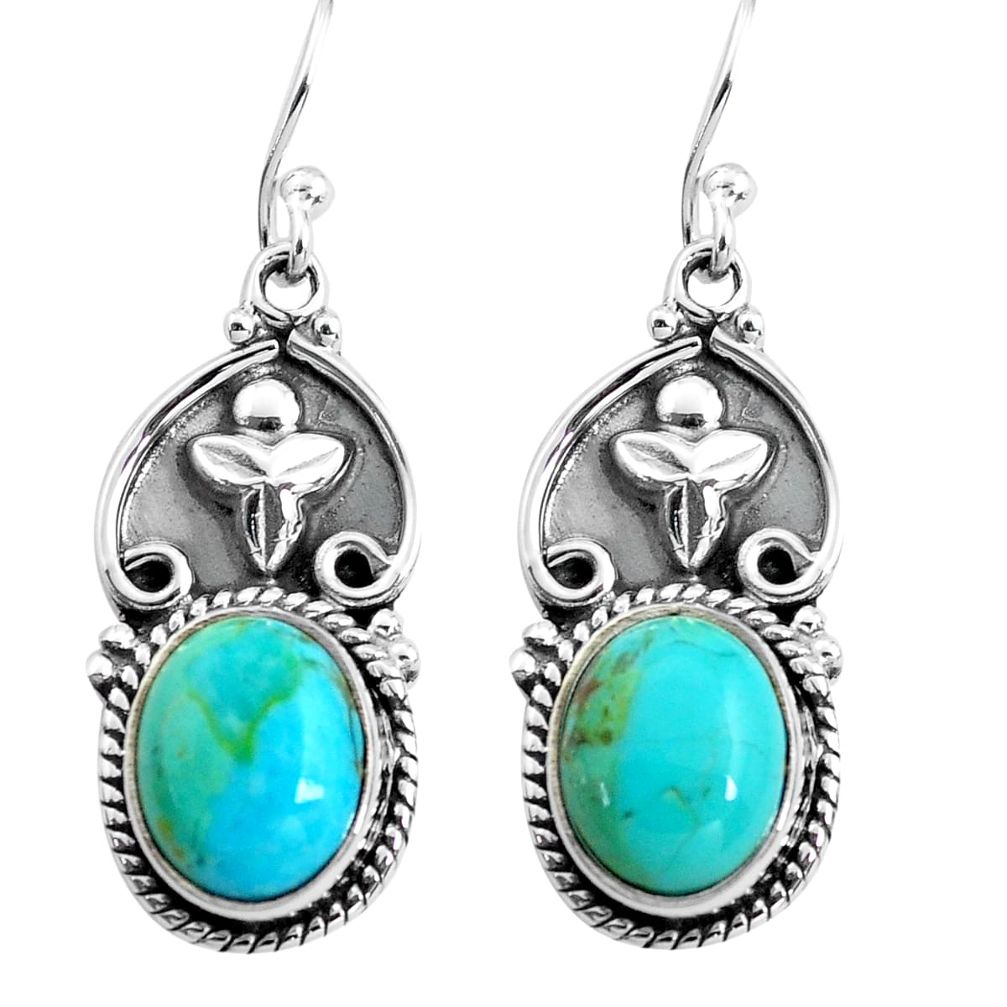 8.99cts blue arizona mohave turquoise 925 sterling silver dangle earrings p85643