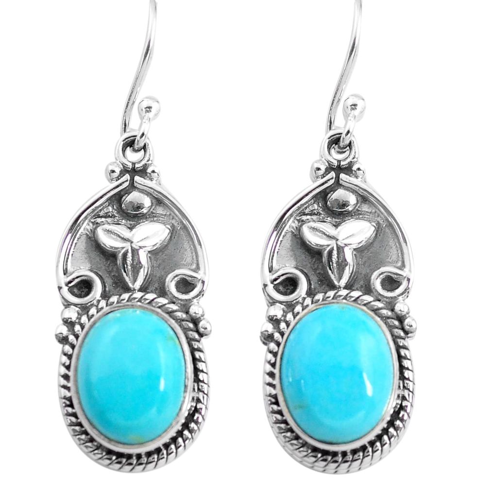 9.10cts blue arizona mohave turquoise 925 sterling silver dangle earrings p85645