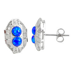 2.82cts blue australian opal (lab) topaz 925 silver dangle earrings c2457