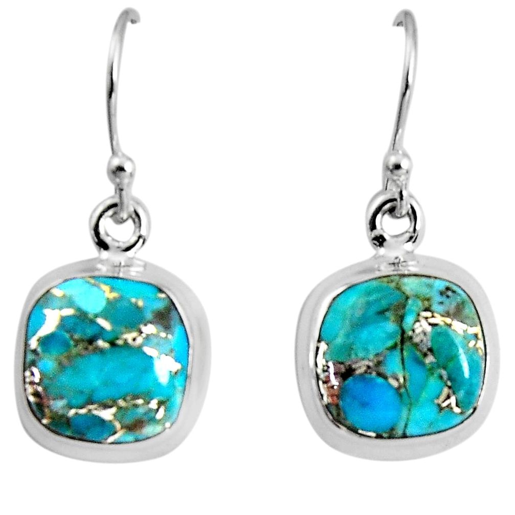 9.86cts blue copper turquoise 925 sterling silver dangle earrings jewelry p89370