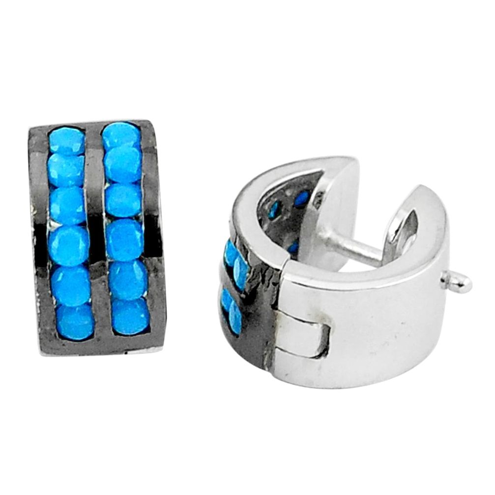 1.54cts blue sleeping beauty turquoise 925 sterling silver earrings c1352