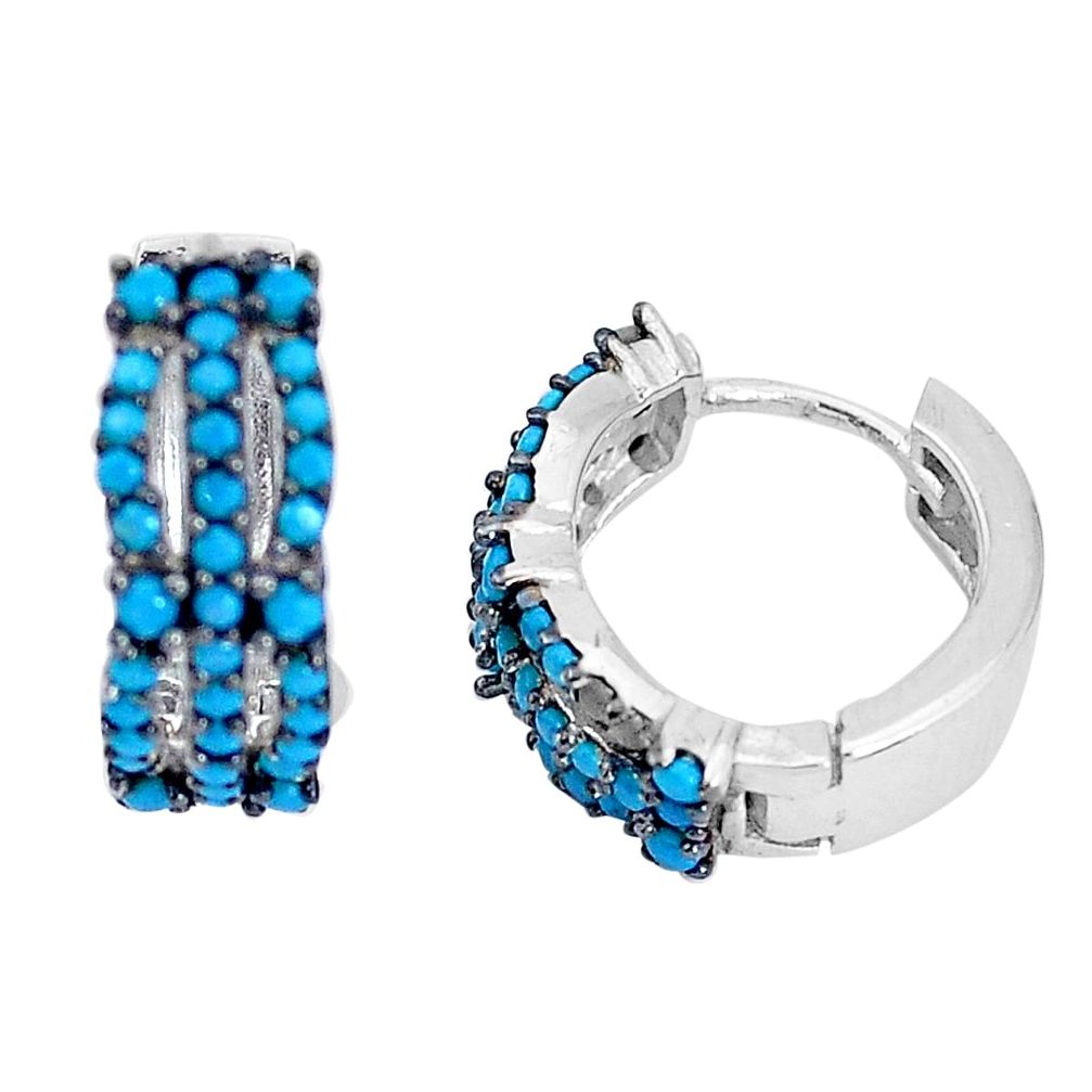 2.12cts blue sleeping beauty turquoise 925 sterling silver stud earrings c1365