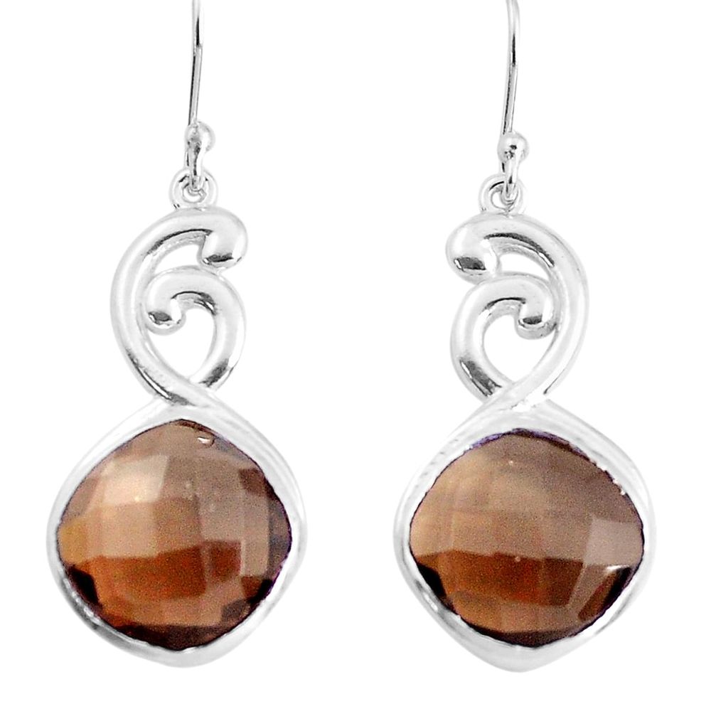 15.39cts brown smoky topaz 925 sterling silver dangle earrings jewelry p43655