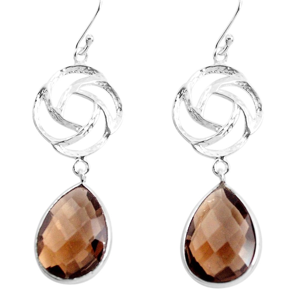 18.73cts brown smoky topaz 925 sterling silver dangle earrings jewelry p43718