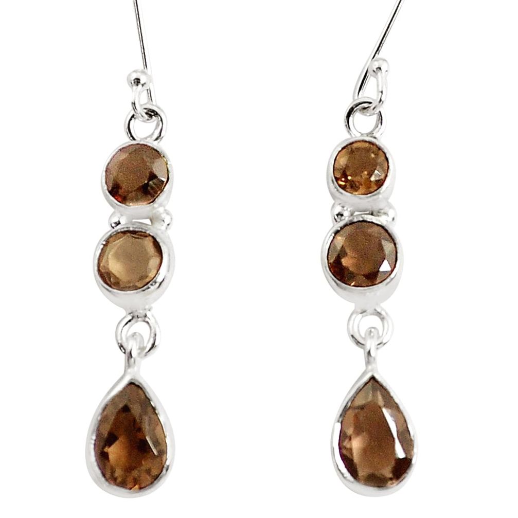 8.80cts brown smoky topaz 925 sterling silver dangle earrings jewelry p45699