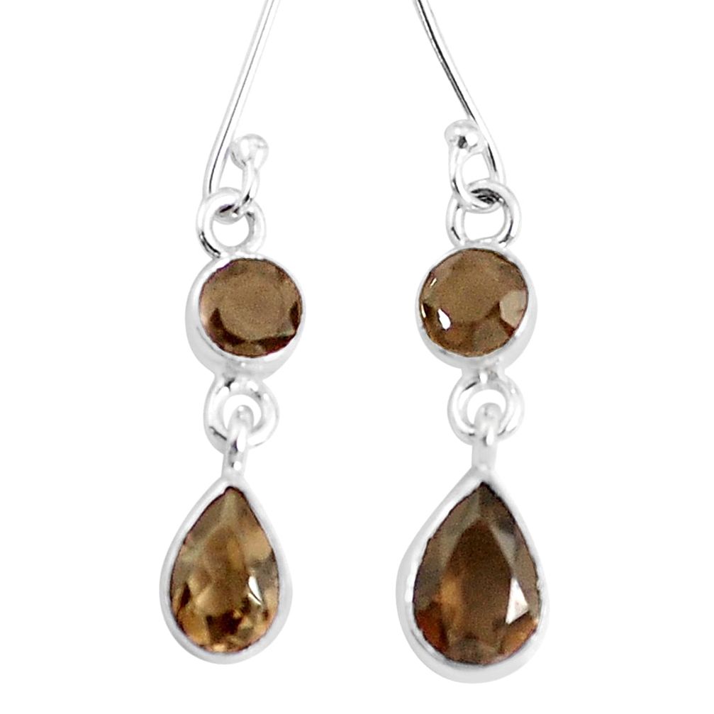 6.39cts brown smoky topaz 925 sterling silver dangle earrings jewelry p45760