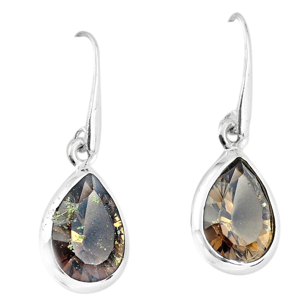 9.83cts brown smoky topaz 925 sterling silver dangle earrings jewelry p58402