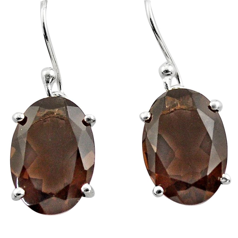 11.17cts brown smoky topaz 925 sterling silver dangle earrings jewelry p84011