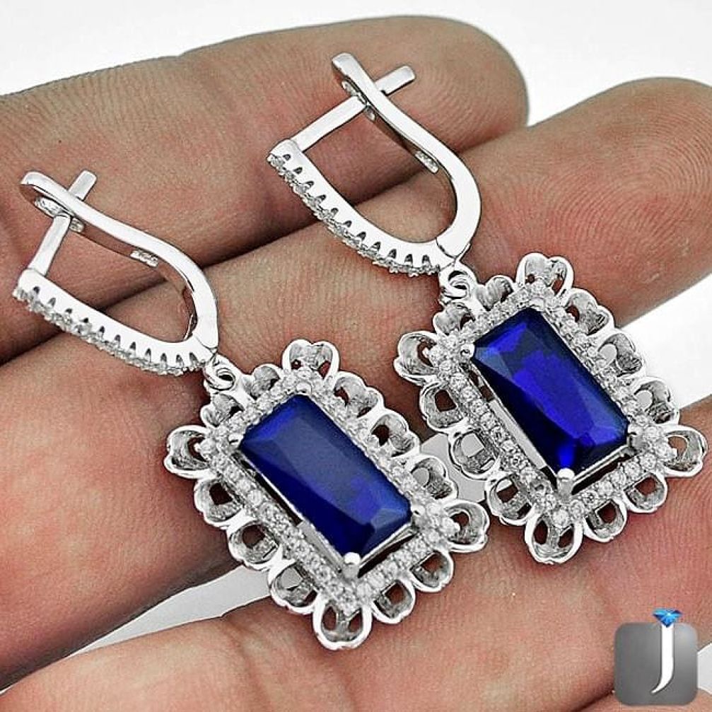 CLASSIC BLUE SAPPHIRE QUARTZ TOPAZ 925 STERLING SILVER EARRINGS JEWELRY G42329